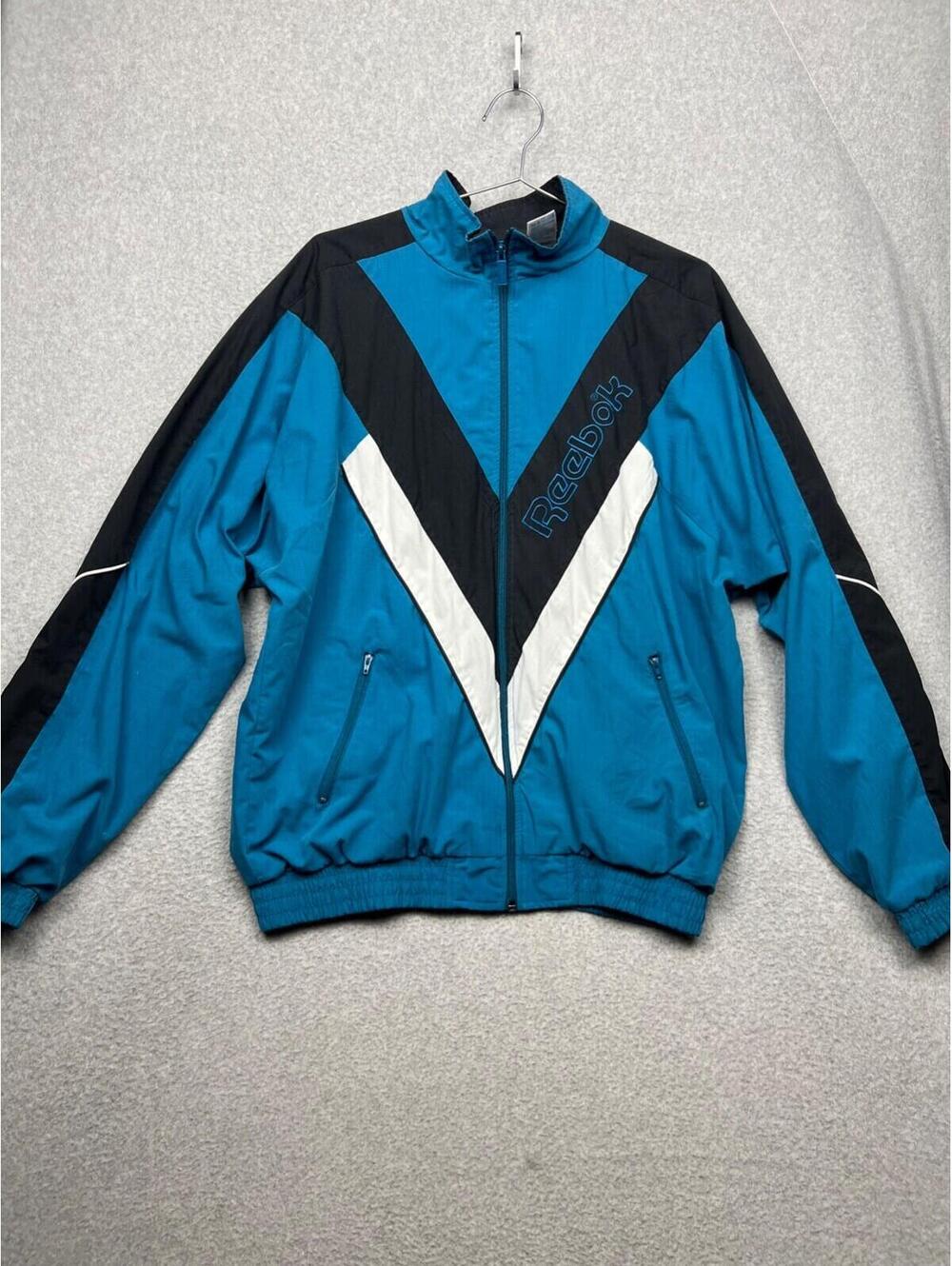 Vintage Retro 80s 90s Reebok Windbreaker Jacket Colorblock Womens M Lightweight*